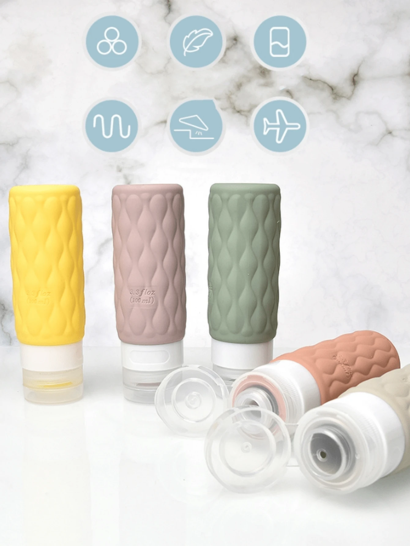 Podróżna butelka wielokrotnego użytku, 1 szt. 100 ml wyciskana silikonowa tubka na balsam Przenośna pusta butelka na szampon, żel pod prysznic, kosmetyki itp. Nadaje się do podróży służbowych, zajęć fitness, przechowywania na zewnątrz - Wielokolorowe - Zobacz 1