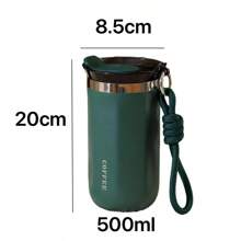 商务办公车载杯真空隔热咖啡杯优质便携双饮杯学生情侣旅行杯304不锈钢咖啡杯-500ml水瓶返校 - 綠色 - 查看 2