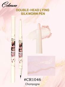 COLORROSE 1Pc Double Head Under Eye Highlighter Pencil,Pencil Stick + Liquid Pencil, Under Eye Highlighter + Shadow,  Lying Silkworm Pencil, Shimmery Cream Type, Brightening Under Eye Glitter Liner & Pencil Crayon For Eye Bags, Crease Proof, Smudgeproof, Long Lasting Highlighter Stick, Daily Makeup, Sparkling Inner Corner Highlighter,600mg+200mg - CR1046 - Xem 10