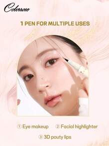 COLORROSE 1Pc Double Head Under Eye Highlighter Pencil,Pencil Stick + Liquid Pencil, Under Eye Highlighter + Shadow,  Lying Silkworm Pencil, Shimmery Cream Type, Brightening Under Eye Glitter Liner & Pencil Crayon For Eye Bags, Crease Proof, Smudgeproof, Long Lasting Highlighter Stick, Daily Makeup, Sparkling Inner Corner Highlighter,600mg+200mg - CR1046 - Xem 9