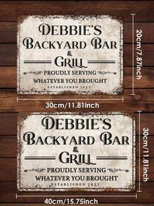1pc Customized Name & Year Metal Plate, Vintage Metal Bar Sign, Personalized Backyard Party Sign, Backyard BBQ Sign, Customized Backyard Name Plate, Personalized Bar Decor, Outdoor BBQ Sign, Backyard BBQ Sign, Backyard Bar Sign, Suitable For Home, Bar, Office, Shop, Cafe - Multicolor - View 6