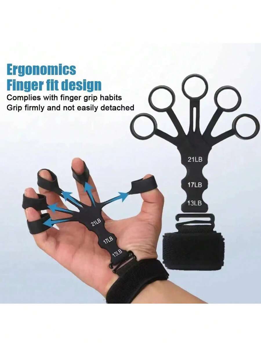 Bite FIoat 1PC Silicone Finger Strength Trainer Wrist Tension Device Finger Enhancer Five Finger Flexion And Extension Training Grip Strength Device - Multicolor - View 1