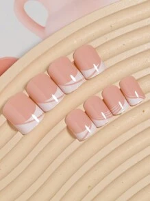 VV MEI JIA ER 24 Chiếc Ngắn Vuông Hai Dây Giả Móng Tay & 1 Tấm Băng & 1 Dũa Móng Tay Ấn Vào Móng Tay bộ Dụng Cụ Làm Móng Tay Đồ Dùng Làm Móng - Nhiều màu - Xem 3