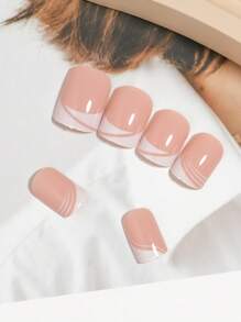 VV MEI JIA ER 24 Chiếc Ngắn Vuông Hai Dây Giả Móng Tay & 1 Tấm Băng & 1 Dũa Móng Tay Ấn Vào Móng Tay bộ Dụng Cụ Làm Móng Tay Đồ Dùng Làm Móng - Nhiều màu - Xem 4