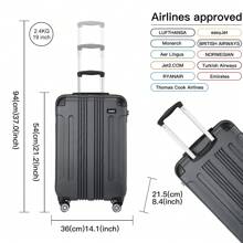 Lightweight ABS Trolley Case With Combination Lock And 4 Wheels For Business Travel Men & Women 19 Inch Carry On Cabin Suitcase 24 Inch And 28 Inch Check-In Luggage - Grey - View 5