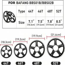 Plato de cadena de bicicleta eléctrica GUSTAVO para motor Bafang G340 BBS01 BBS02B de 250W 350W 500W 750W con modelos opcionales de 44T 46T 48T para motor MidDrive - Negro - Ver 10