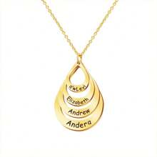 Collar de nombre grabado personalizado de acero inoxidable con 1-4 piezas, nombre personalizado, collar de colgante en forma de gota de varias capas, joyería de diseñador para mujeres, accesorios de San Valentín para regalo de joyas de novia