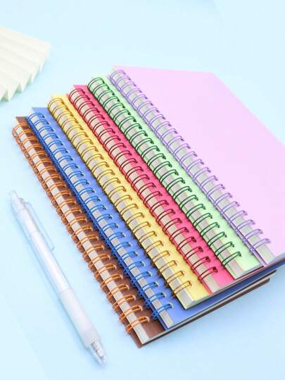 1pc Simple PP Cover Student Notebook With Macaron Color Horizontal Line Coil, Suitable For Student Stationery And Office Supplies Back To School