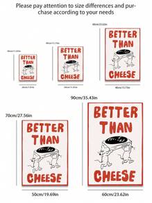 1pc Canvas Print Poster With Removable Frame, Multiple Sizes Available, Cute Cartoon Mouse Design, "Music Is Better Than Cheese" Modern Stylish Creative Wall Art Decor For Living Room, Bedroom, Hallway, Up To 60*90cm, Wood Magnetic Hanging Scroll Frame, Art Gift, Home Decor, PVC Tube Safe Packaging