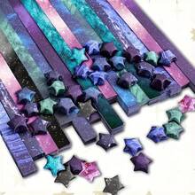 540 piezas de tiras de papel de origami con gradiente de cielo estrellado luminoso, papel terminado con patrón de estrellas brillantes & papel plegable de estrellas con dibujos animados - Estilo degradado de cielo estrellado - Ver 8