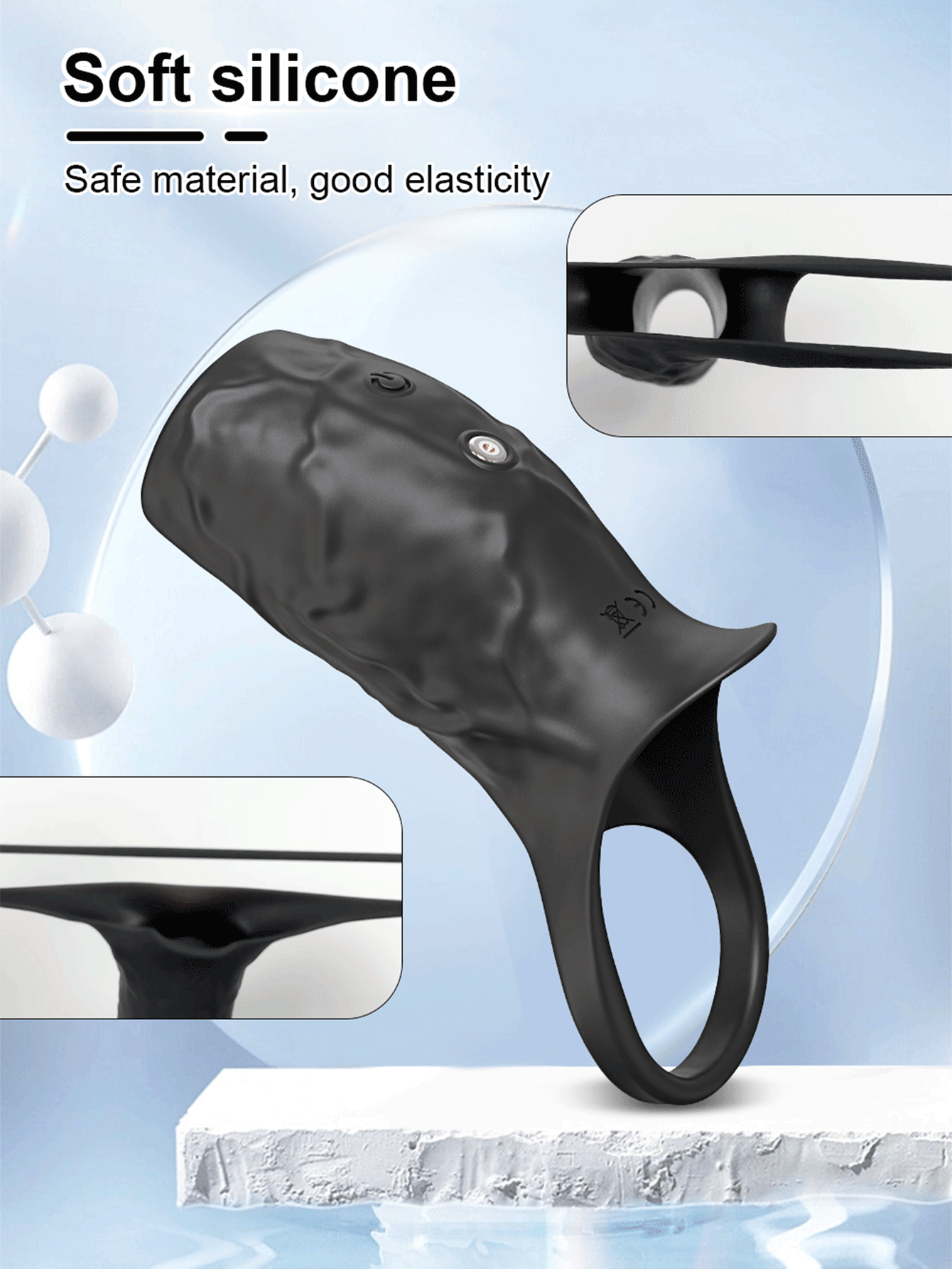 Funda vibratoria para pene, anillo para el pene - Juguetes sexuales para adultos en pareja, anillo vibrador para placer en el pene, extensor del pene para estimulación del pene, los testículos y el punto G, juguete sexual para hombres y parejas, para la erección