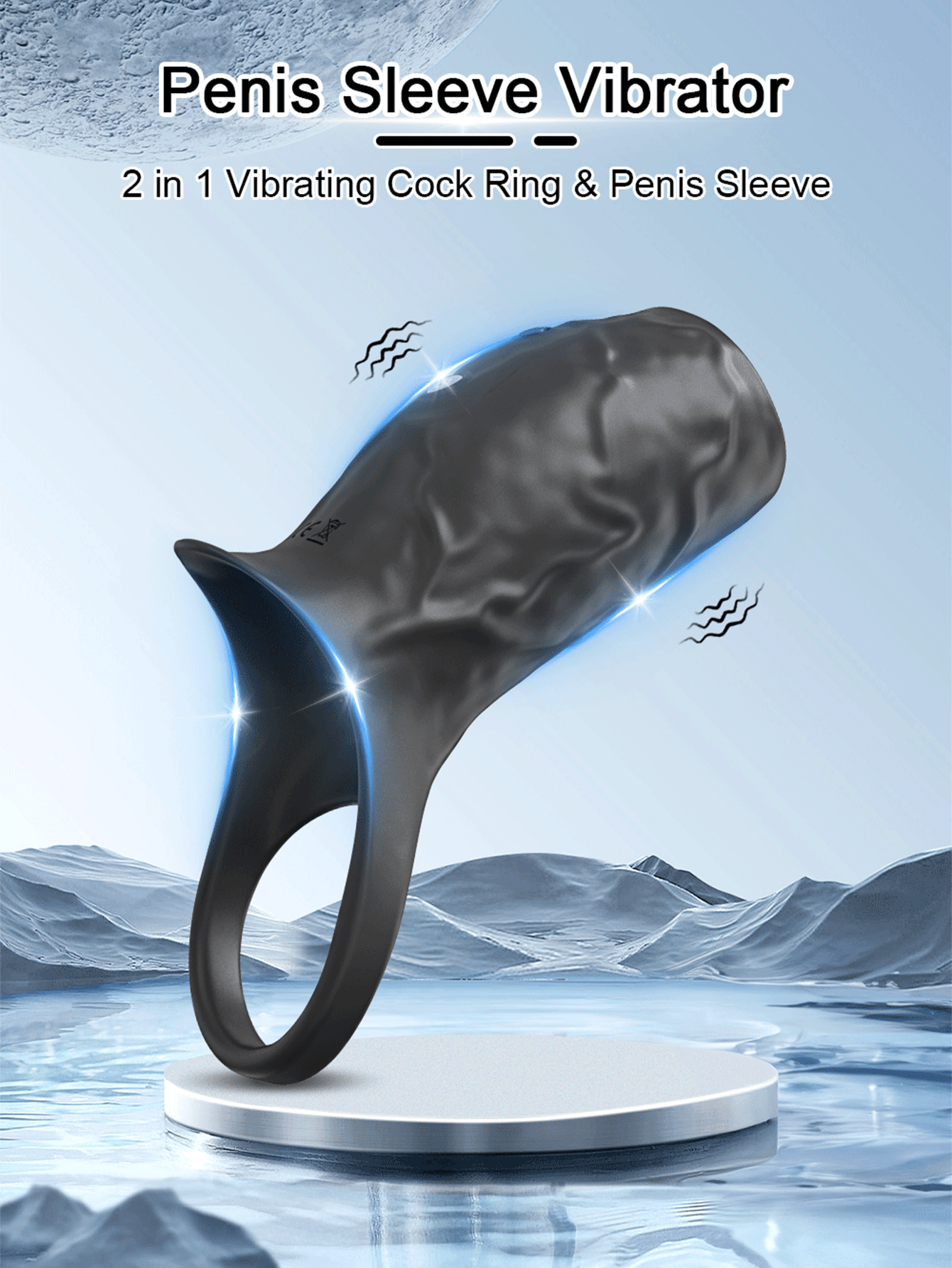 Funda vibratoria para pene, anillo para el pene - Juguetes sexuales para adultos en pareja, anillo vibrador para placer en el pene, extensor del pene para estimulación del pene, los testículos y el punto G, juguete sexual para hombres y parejas, para la erección
