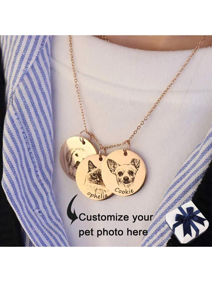 Custom Pet Photo Necklace Engraved Necklace Dog Photo Necklace Christmas Gifts Gifts For Pet Lovers Pet Memorial Gifts SHEIN