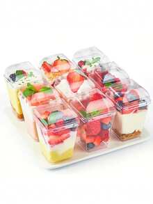 10/12/15/20/25pcs Transparent Dessert Cups With Lids, Perfect For Ice Cream, Smoothies, Mousse, Jelly, Tiramisu, Cheesecake, Matana Pudding, Cupcakes, Snacks. Ideal For Tableware, Party Supplies, Kitchen Tools And Household Items. - White - View 10