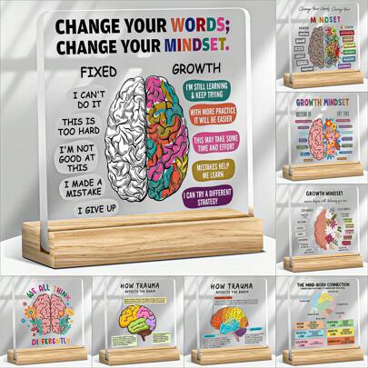 1 pezzo, organizzazione acrilica per scrivanie della crescita psicologica - Ispirare il pensiero positivo e l'autoguarigione, decorazione ideale per uffici degli psicoterapeuti, regalo esclusivo per i consiglieri, regalo suggerito per i psicologi che trasmettono cura e crescita