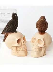 3D骨塔燭模，用於製作燭臭蜜蠟骷髏燭、肥皂、乳液棒、蠟筆、蠟磚、聚合物粘土、蛋糕裝飾工具的3D頭骨矽膠模具