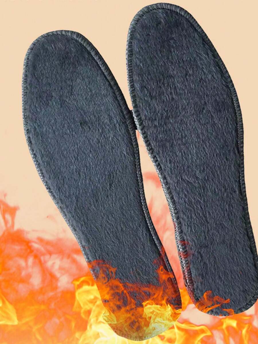 2PCS Imitation Rabbit Fur Insoles Men And Women Thickened And Padded Warm Heating Insoles Sweat Comfortable Winter Insole Sub - Grey - View 1