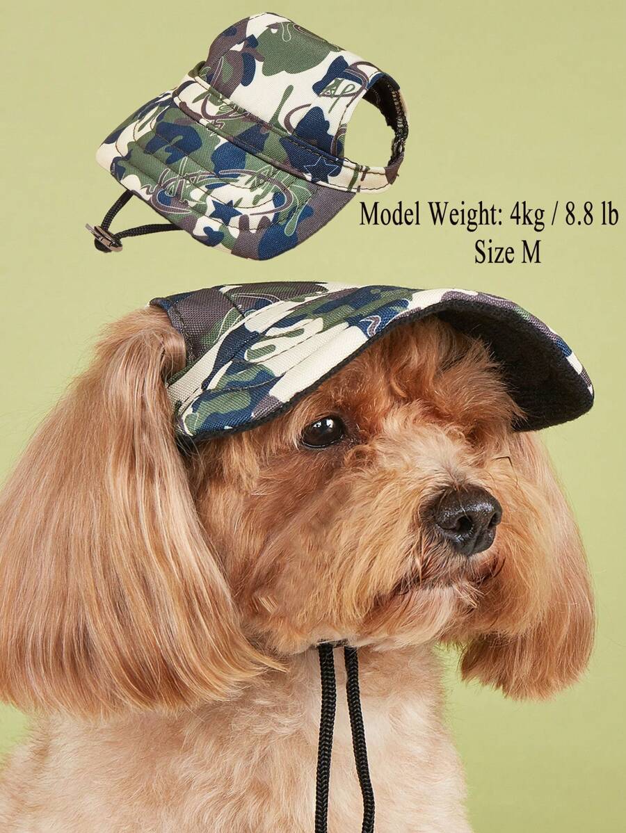 1入寵物帽，帶遮陽帽檐的狗狗貓咪帽子，休閒風格，純色：紅、藍、黑、橙、紅迷彩、豹紋，時尚帽子