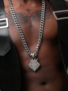 1 pieza Collar de colgante de corona de estilo Hip-Hop con piedras de diamante de imitación para hombres, mujeres, regalo para amigos y familiares - corona de diamantes - Ver 8