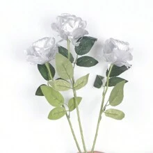 3/8PCS Artificial Golden/Sliver/Red Black Multi-Color Roses Flower Scene Decoration, Party Decoration, Wedding Decoration, Roadside Flower Arrangement, Home Decoration, Graduation Celebration, Birthday Banquet Decoration, Christmas, Thanksgiving, Easter, Father's Day, Mother's Day Celebration, Landscaping,Bathroom Decor,Bedroom Decor,Preppy Room Decor,Boho Room Decor