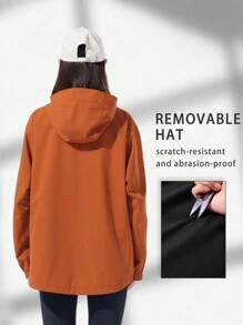 TECTOP Cappello da escursionismo e alpinismo impermeabile a singolo strato per donne, antivento e con tasca con zip fredda e polsini elasticizzati rimovibili per esterni - Arancione - Visualizzare 2