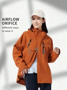 TECTOP Cappello da escursionismo e alpinismo impermeabile a singolo strato per donne, antivento e con tasca con zip fredda e polsini elasticizzati rimovibili per esterni - Arancione - Visualizzare 5