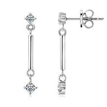 1 Đôi Bạc 925 Phù Hợp Đơn Giản Cho Nữ Quà Tặng Trang Sức Tiệc Tốt Nghiệp Bông Tai Moissanite Tròn 3 Mm & 2.5 Mm Bông Tai Sọc Thời Trang Nữ Với Chứng Nhận GRA - EMO-351 - Xem 3