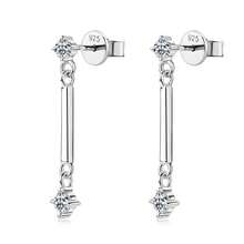 1 Đôi Bạc 925 Phù Hợp Đơn Giản Cho Nữ Quà Tặng Trang Sức Tiệc Tốt Nghiệp Bông Tai Moissanite Tròn 3 Mm & 2.5 Mm Bông Tai Sọc Thời Trang Nữ Với Chứng Nhận GRA - EMO-351 - Xem 7