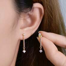 1 Đôi Bạc 925 Phù Hợp Đơn Giản Cho Nữ Quà Tặng Trang Sức Tiệc Tốt Nghiệp Bông Tai Moissanite Tròn 3 Mm & 2.5 Mm Bông Tai Sọc Thời Trang Nữ Với Chứng Nhận GRA - EMO-351 - Xem 10