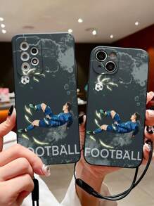 Funda suave con cordón y muñequera compatible con iPhone XR/7/8, iPhone 15 Pro Max, iPhone 13, iPhone 14, iPhone 11, iPhone XS, Galaxy S24, Galaxy S24+, Galaxy S24 Ultra, Galaxy S22, Galaxy A13 4G, Galaxy A52, A52s 5G, Redmi Note 11, 11 Lite con borde pintado y agujero preciso para Apple