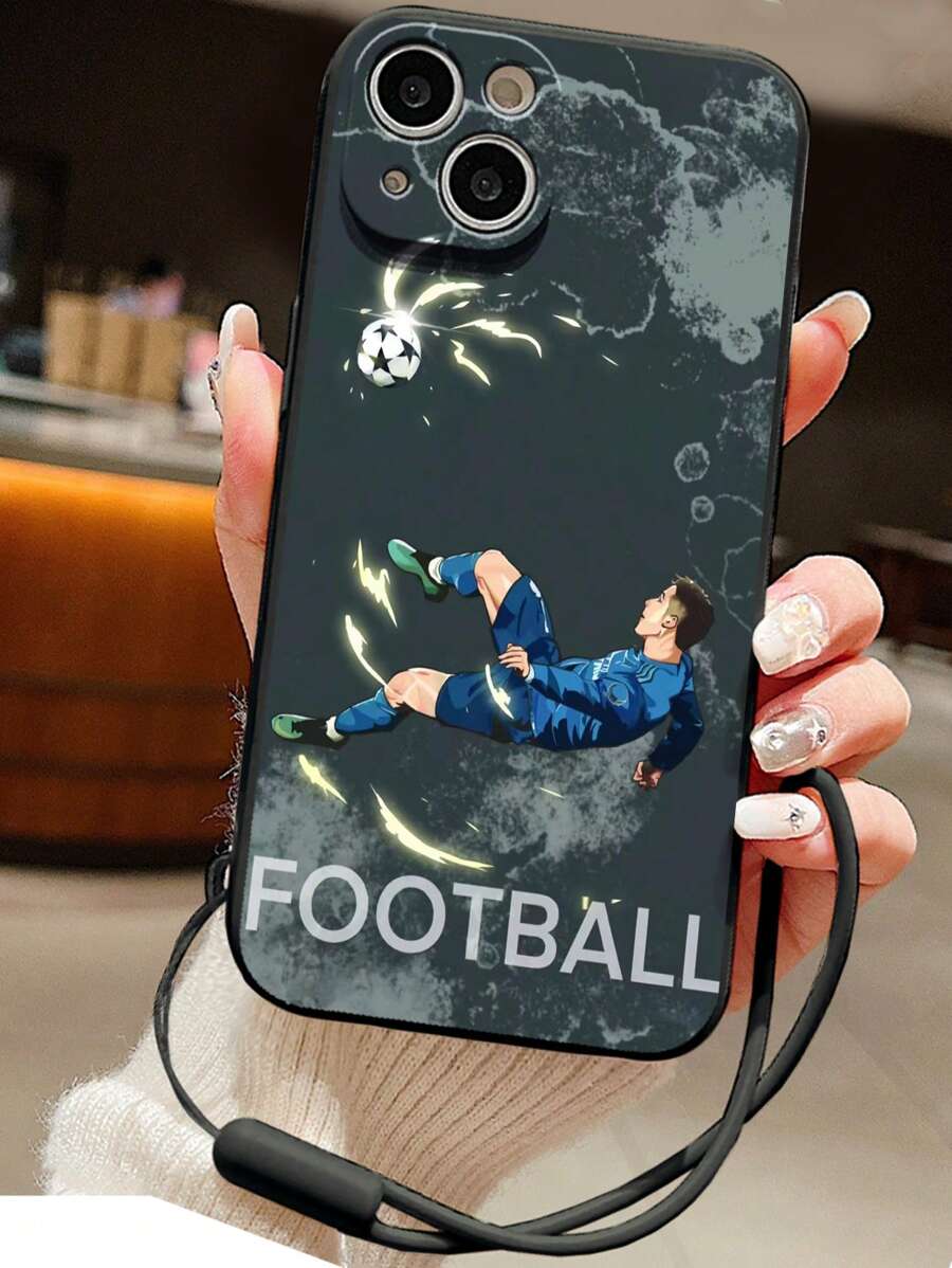 Funda suave con cordón y muñequera compatible con iPhone XR/7/8, iPhone 15 Pro Max, iPhone 13, iPhone 14, iPhone 11, iPhone XS, Galaxy S24, Galaxy S24+, Galaxy S24 Ultra, Galaxy S22, Galaxy A13 4G, Galaxy A52, A52s 5G, Redmi Note 11, 11 Lite con borde pintado y agujero preciso para Apple