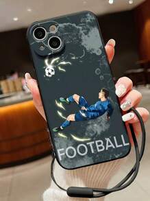 Funda suave con cordón y muñequera compatible con iPhone XR/7/8, iPhone 15 Pro Max, iPhone 13, iPhone 14, iPhone 11, iPhone XS, Galaxy S24, Galaxy S24+, Galaxy S24 Ultra, Galaxy S22, Galaxy A13 4G, Galaxy A52, A52s 5G, Redmi Note 11, 11 Lite con borde pintado y agujero preciso para Apple