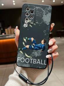 Funda suave con cordón y muñequera compatible con iPhone XR/7/8, iPhone 15 Pro Max, iPhone 13, iPhone 14, iPhone 11, iPhone XS, Galaxy S24, Galaxy S24+, Galaxy S24 Ultra, Galaxy S22, Galaxy A13 4G, Galaxy A52, A52s 5G, Redmi Note 11, 11 Lite con borde pintado y agujero preciso para Apple