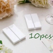 20pcs Acrylic Place Card Holders Transparent With Slots, Table Display, Wedding Signage Holders, Digital Photos Office Menu Conference, Black Card Stands, White & Transparent