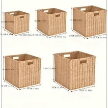 1 pezzo Cestino intrecciato a mano in corda di carta e salice, contenitore di stoccaggio cubico pieghevole per organizzazione e decorazione di scaffali