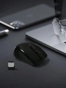 電池供電無線滑鼠，適用於辦公室和家用電腦，通用無線滑鼠，商務辦公室靜音和簡約風格的無線滑鼠 - 黑色 - 查看 2