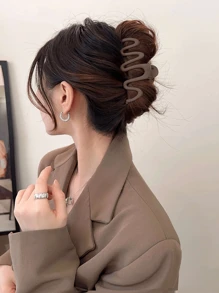 3件組簡約純色磨砂塑膠髮夾，蛇形波浪造型，休閒配件，適合女性捲髮 - 彩色 - 查看 8