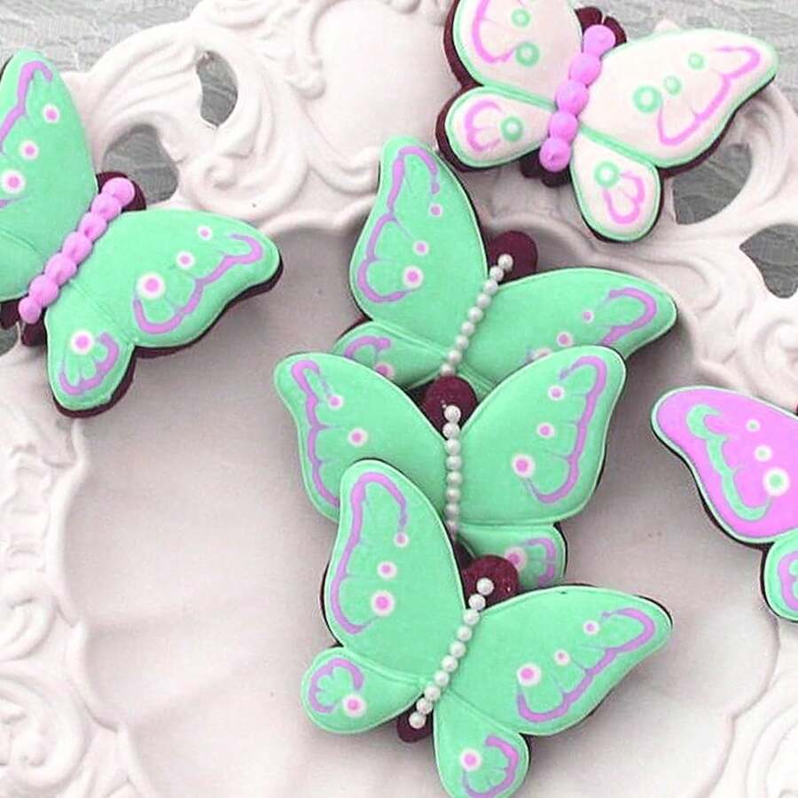 5入組蝴蝶餅乾模具組，小型餅乾模具，三明治巧克力膠糊蛋糕模具，適用於兒童、DIY烘焙裝飾配件模具，是聚會和家庭聚會的理想選擇 - 銀色 - 查看 1