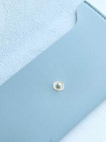 Personalized Leather Cash Envelope Wallet Customized Long Wallet Women Imprinted Name Minimalist Wallet Custom Best Gift For Mom Birthday Gift For Women Maroon Crimson Color - Blue - View 5