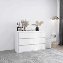 Extended Desktop 6 Drawers Chest Of Drawer Without Handle White Color Vanity - White - View 6