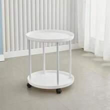 1pc Small  Movable Storage Shelf, Bedside Table For Living Room/Bedroom - White - View 5