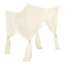 4 Corners Post Bed Canopy Curtain Mosquito Net Or Frame Single Double King - Beis - Ver 1