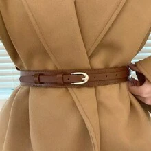 1 pieza de cinturón casual y versátil para mujeres, ajuste delgado, adecuado para el uso diario y para el trabajo - Marrón - Ver 9