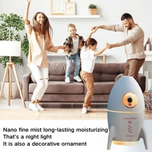 太空火箭迷你USB加濕器空氣加濕迷你加濕器桌面色彩環境燈夜燈，小型加濕器適用於兒童，植物，臥室，辦公室，書桌，嬰兒房，(-太空人) - 彩色 - 查看 4