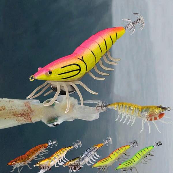 1 pezzo Esca Luminosa 3D Ibrida gamberetto Egi (EG LURE) ami per calamari giapponesi Umpan mancing sotong