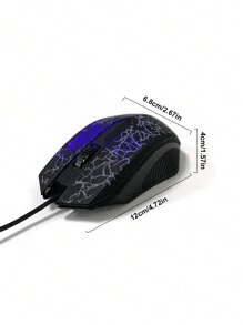 Wired Gaming Mouse With Light Up Cracks, Compatible With Desktop For Business & Office, Also Suitable For Laptops & Tablets
