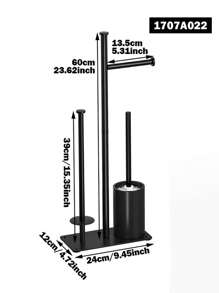 1pc Vertical Toilet Paper Holder With Toilet Brush, Freestanding Toilet Paper Roll Dispenser, Bathroom Storage Rack, Large Capacity Black Tissue Holder Bathroom Accessories Bathroom Tools - Black - View 12