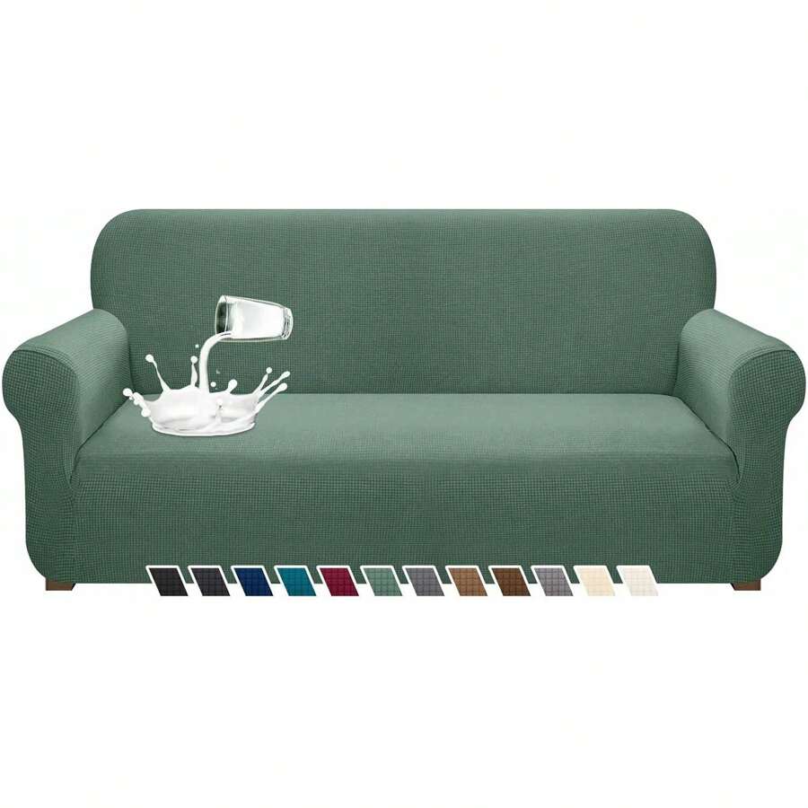 1pc Sofa Slipcover Waterproof Sofa Cover Elastic Sofa Protection Cover Anti Cat Scratch Couch Cover For Living Room Home Decor - Green - View 1