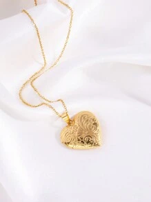 1pc Stylish Romantic Stainless Steel Plum Blossom Picture Frame Necklace Suitable For Your Girlfriend's Birthday Gift