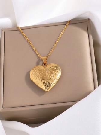 1pc Stylish Romantic Stainless Steel Plum Blossom Picture Frame Necklace Suitable For Your Girlfriend's Birthday Gift